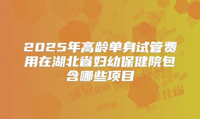 2025年高龄单身试管费用在湖北省妇幼保健院包含哪些项目