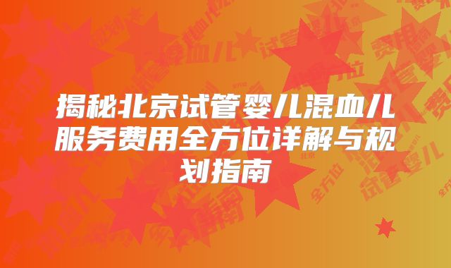 揭秘北京试管婴儿混血儿服务费用全方位详解与规划指南