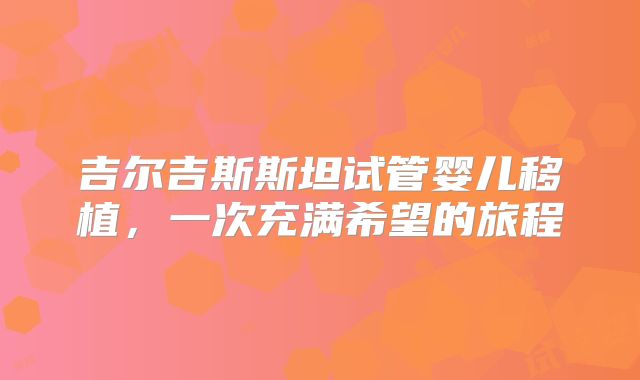 吉尔吉斯斯坦试管婴儿移植，一次充满希望的旅程