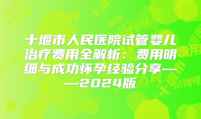 十堰市人民医院试管婴儿治疗费用全解析:费用明细与成功怀孕经验分享——2024版