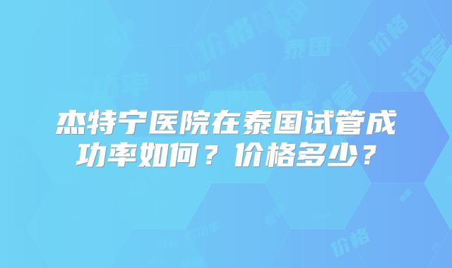 杰特宁医院在泰国试管成功率如何？价格多少？