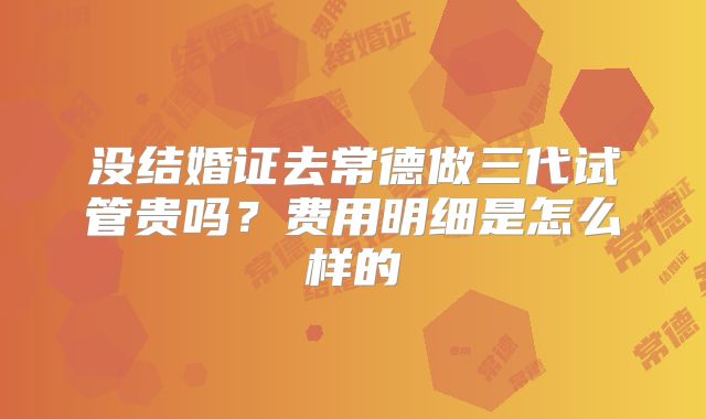 没结婚证去常德做三代试管贵吗？费用明细是怎么样的