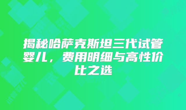 揭秘哈萨克斯坦三代试管婴儿，费用明细与高性价比之选