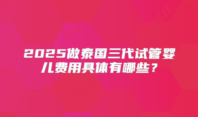 2025做泰国三代试管婴儿费用具体有哪些？