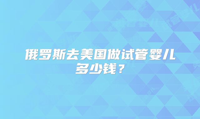 俄罗斯去美国做试管婴儿多少钱?