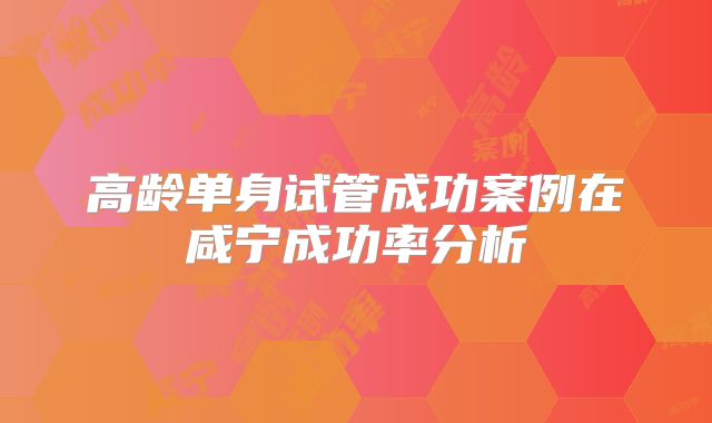 高龄单身试管成功案例在咸宁成功率分析