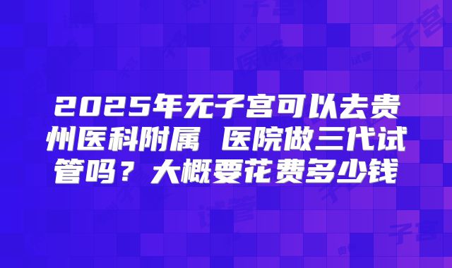 2025年无子宫可以去贵州医科附属 医院做三代试管吗？大概要花费多少钱