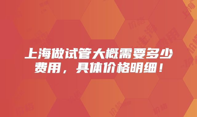 上海做试管大概需要多少费用，具体价格明细！