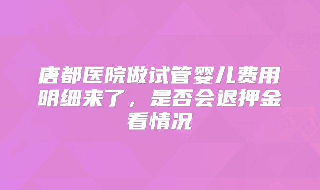 唐都医院做试管婴儿费用明细来了，是否会退押金看情况