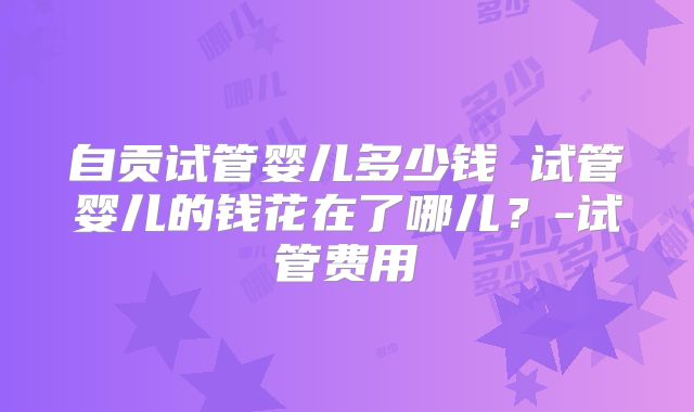 自贡试管婴儿多少钱 试管婴儿的钱花在了哪儿？-试管费用