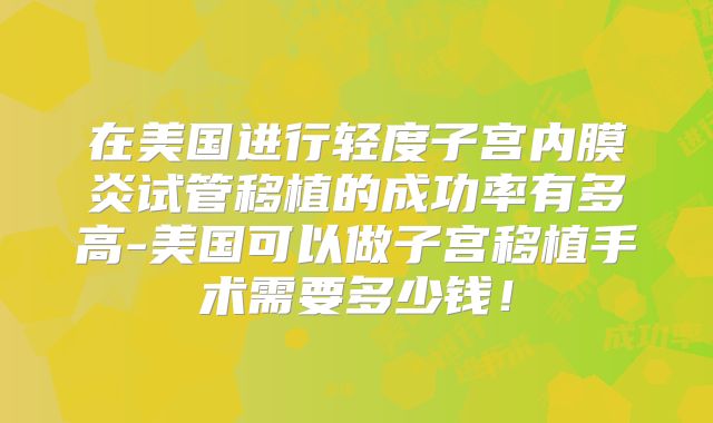 在美国进行轻度子宫内膜炎试管移植的成功率有多高-美国可以做子宫移植手术需要多少钱！