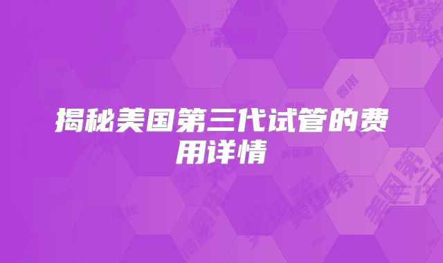 揭秘美国第三代试管的费用详情
