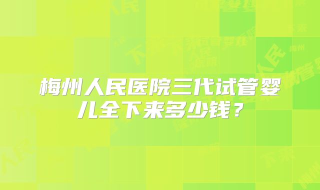 梅州人民医院三代试管婴儿全下来多少钱？