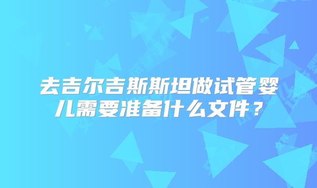 去吉尔吉斯斯坦做试管婴儿需要准备什么文件？