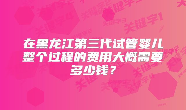 在黑龙江第三代试管婴儿整个过程的费用大概需要多少钱？