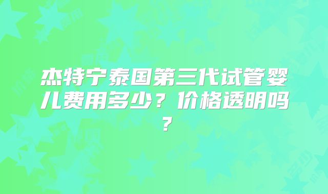 杰特宁泰国第三代试管婴儿费用多少？价格透明吗？