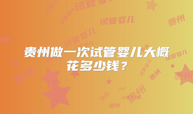 贵州做一次试管婴儿大概花多少钱？