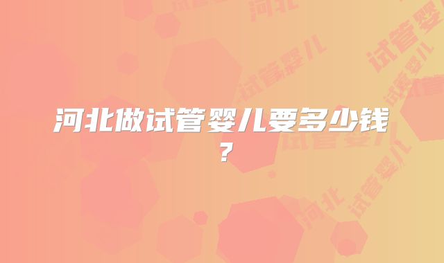 河北做试管婴儿要多少钱？