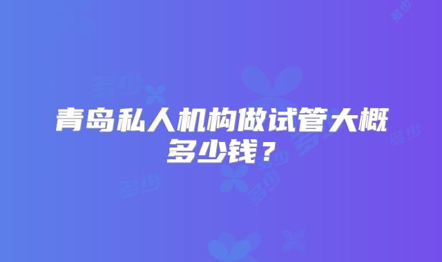 青岛私人机构做试管大概多少钱？