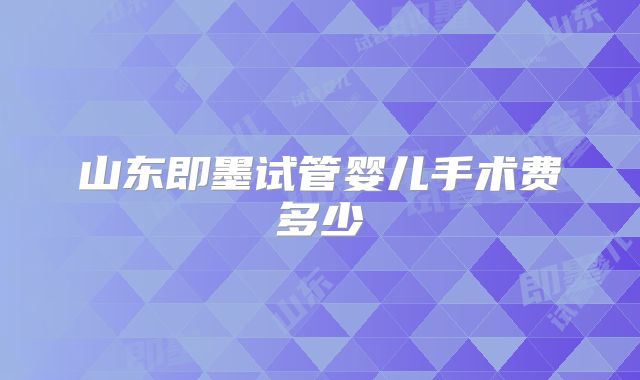 山东即墨试管婴儿手术费多少