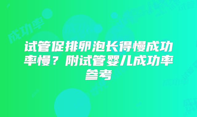 试管促排卵泡长得慢成功率慢？附试管婴儿成功率参考