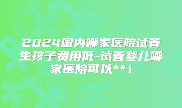 2024国内哪家医院试管生孩子费用低-试管婴儿哪家医院可以**!