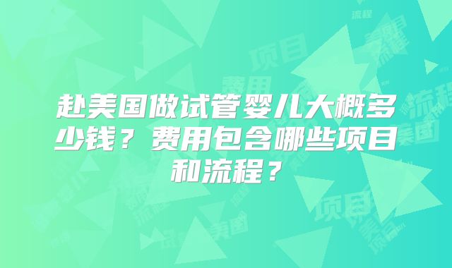 赴美国做试管婴儿大概多少钱？费用包含哪些项目和流程？