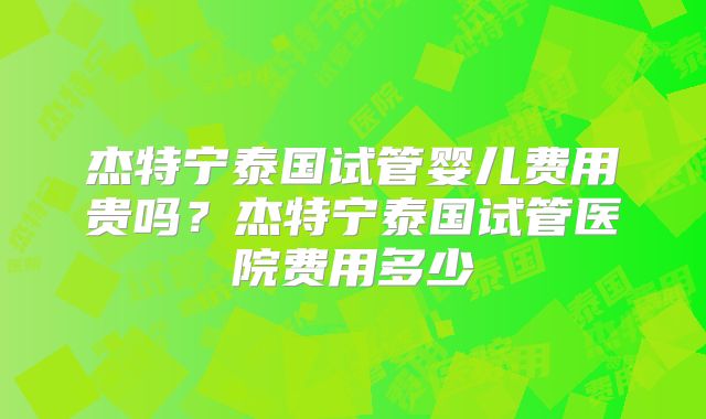 杰特宁泰国试管婴儿费用贵吗?杰特宁泰国试管医院费用多少