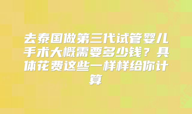 去泰国做第三代试管婴儿手术大概需要多少钱？具体花费这些一样样给你计算