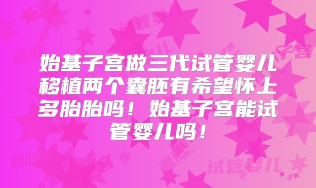 始基子宫做三代试管婴儿移植两个囊胚有希望怀上多胎胎吗!始基子宫能试管婴儿吗!