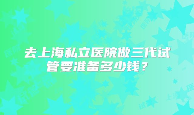 去上海私立医院做三代试管要准备多少钱？