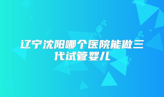 辽宁沈阳哪个医院能做三代试管婴儿