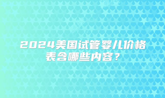 2024美国试管婴儿价格表含哪些内容？