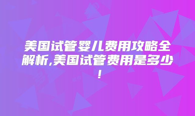 美国试管婴儿费用攻略全解析,美国试管费用是多少！