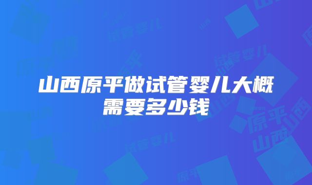 山西原平做试管婴儿大概需要多少钱