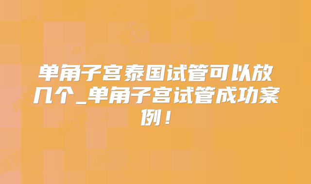 单角子宫泰国试管可以放几个_单角子宫试管成功案例！