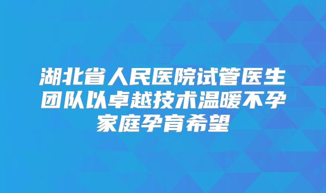湖北省人民医院试管医生团队以卓越技术温暖不孕家庭孕育希望