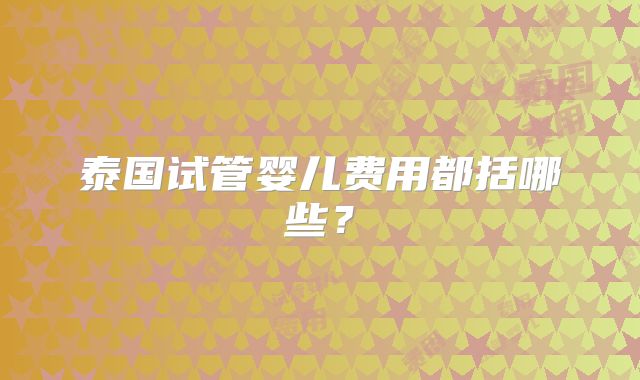 泰国试管婴儿费用都括哪些？