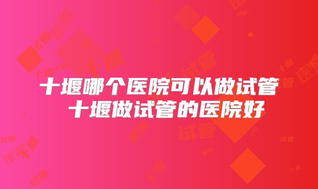 十堰哪个医院可以做试管 十堰做试管的医院好