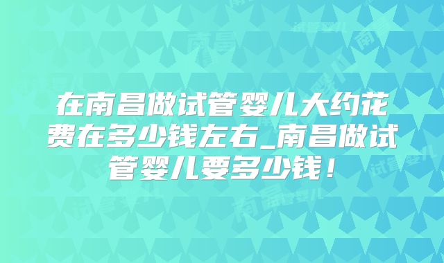 在南昌做试管婴儿大约花费在多少钱左右_南昌做试管婴儿要多少钱！