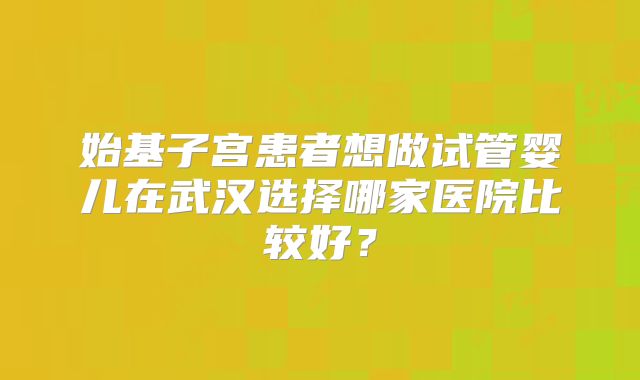 始基子宫患者想做试管婴儿在武汉选择哪家医院比较好？