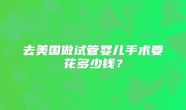 去美国做试管婴儿手术要花多少钱？