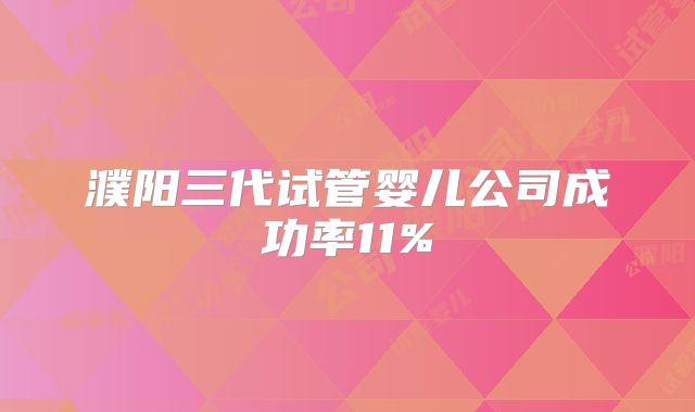 濮阳三代试管婴儿公司成功率11%