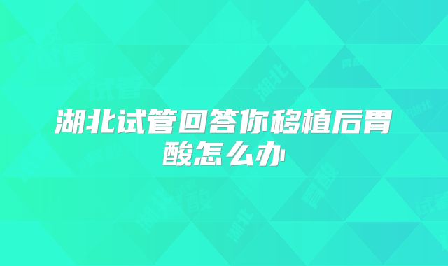 湖北试管回答你移植后胃酸怎么办