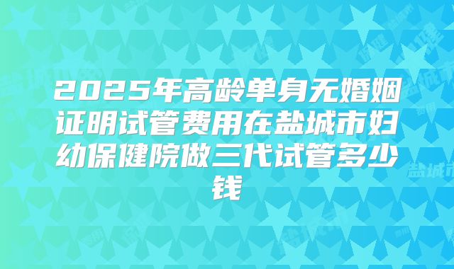 2025年高龄单身无婚姻证明试管费用在盐城市妇幼保健院做三代试管多少钱