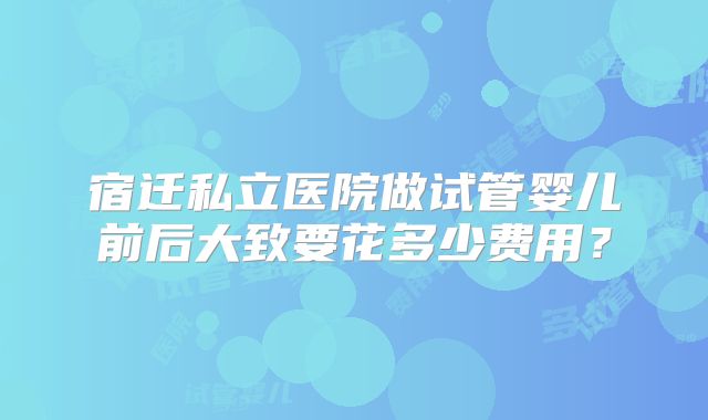 宿迁私立医院做试管婴儿前后大致要花多少费用？