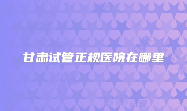 甘肃试管正规医院在哪里