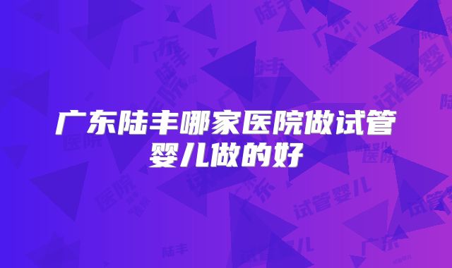 广东陆丰哪家医院做试管婴儿做的好