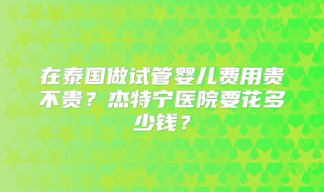在泰国做试管婴儿费用贵不贵？杰特宁医院要花多少钱？
