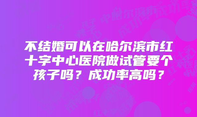 不结婚可以在哈尔滨市红十字中心医院做试管要个孩子吗？成功率高吗？